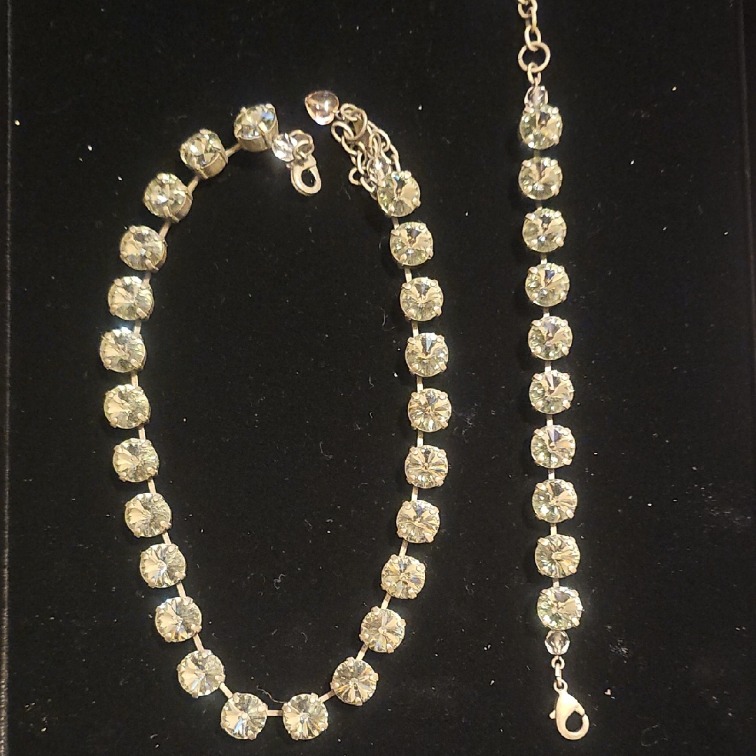 Sabika Gold-Tone Clear Black Diamond Crystal Tennis Necklace And Bracelet Set 135$